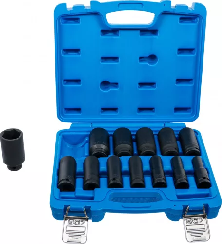 BGS technic 13 részes 1/2"-os hosszított dugógej készlet légkulcshoz, méretek: 7/16" - 1 1/4" (BGS 5208)