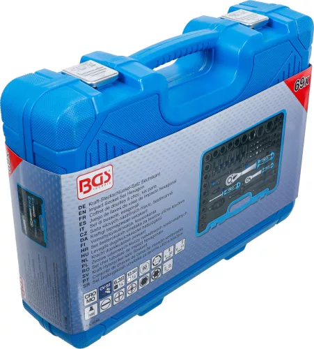 BGS technic Gépi dugókulcs- és bitkészlet 1/4″–1/2″, 4–32 mm, 69 részes (BGS 5255)