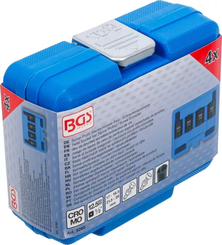 BGS technic 4 részes 1/2" speciális csavar kitekerő készlet (BGS 5260)