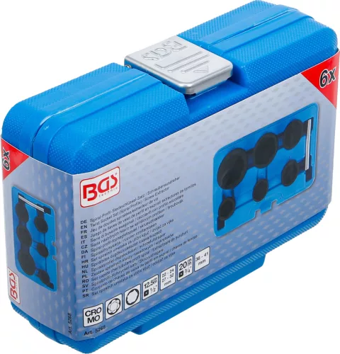 BGS technic 6 részes speciális csavarkiszedő készlet , 22-41mm, 1/2"+3/4" (BGS 5268)