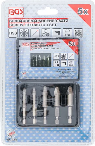 BGS technic 5 részes csavar kiszedő készlet (BGS 5282)