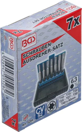 BGS technic 7 részes tört csavar kiszedő készlet Torx csavarokhoz, T10-T40 (BGS 5284)