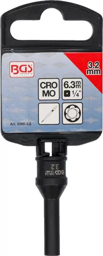 BGS technic 1/4" Izzítógyertya elektróda kiszedő dugófej, 3.2mm, a BGS 5290 izzító gyertya elektróda elávolító készletből (BGS 5290-3.2)