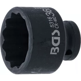   BGS technic Levegős dugókulcs tizenkétszögletű | 12,5 mm (1/2") | 36 mm (5316)