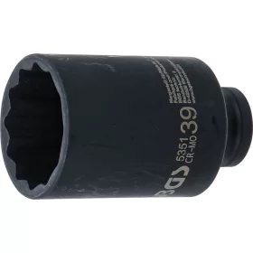   BGS technic Gépi dugókulcsfej féltengelyhez, 1/2”, 39 mm, 12 lapú, mély kivitel (BGS 5351)