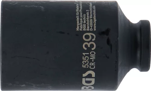 BGS technic Gépi dugókulcsfej féltengelyhez, 1/2”, 39 mm, 12 lapú, mély kivitel (BGS 5351)