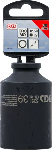 BGS technic Gépi dugókulcsfej féltengelyhez, 1/2”, 39 mm, 12 lapú, mély kivitel (BGS 5351)