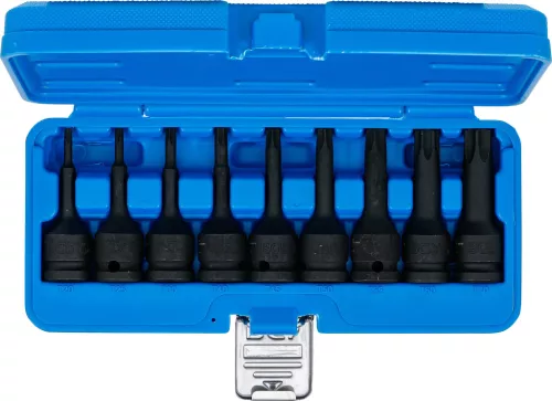 BGS technic Gépi Torx bitfejes dugókulcs készlet 1/2” meghajtással, T20–T70, 75 mm, 9 részes (BGS 5480)