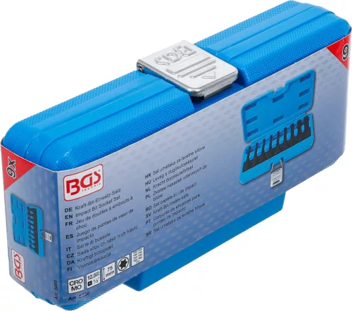 BGS technic Gépi Torx bitfejes dugókulcs készlet 1/2” meghajtással, T20–T70, 75 mm, 9 részes (BGS 5480)