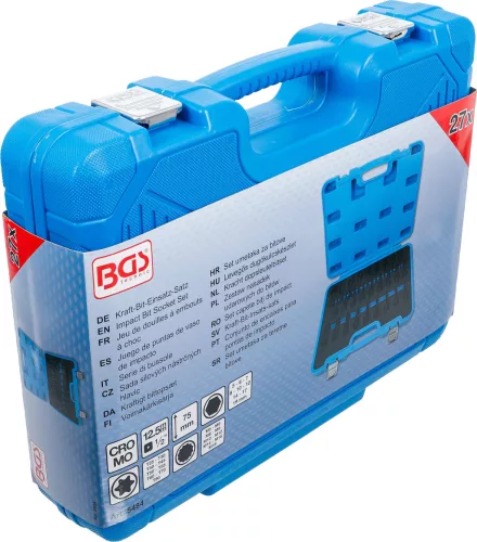 BGS technic Levegős bitfej készlet 26 részes, Torx és Spline típusú (BGS 5484)
