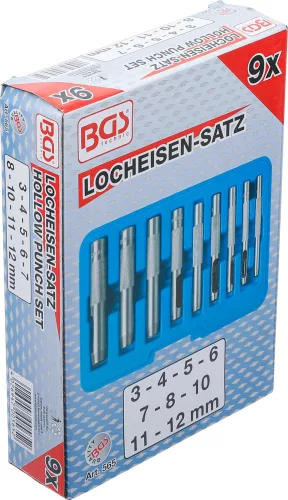 BGS technic Bőrlyukasztó készlet 9 részes 3-12mm (BGS 565)