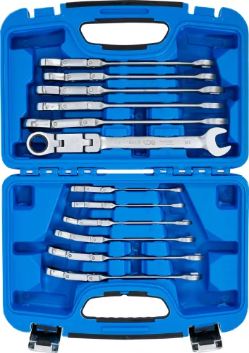 BGS technic Dupla csuklós racsnis csillag-villáskulcs készlet, 8-19 mm, 12 darabos (BGS 6180)