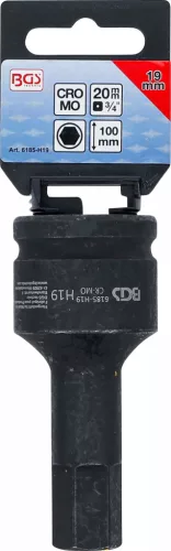 BGS technic Levegős dugókulcs | Hossz 100 mm | 20 mm (3/4") | Belső hatszögletű 19 mm (6185-H19)