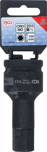 BGS technic Levegős dugókulcs | Hossz 100 mm | 20 mm (3/4") | Belső hatszögletű 22 mm (6185-H22)