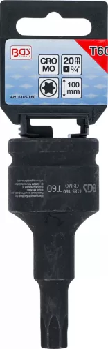 BGS technic Levegős dugókulcs | Hossz 100 mm | 20 mm (3/4") | T-profil (Torx) T60 (6185-T60)