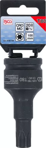 BGS technic Levegős dugókulcs | Hossz 100 mm | 20 mm (3/4") | T-profil (Torx) T80 (6185-T80)