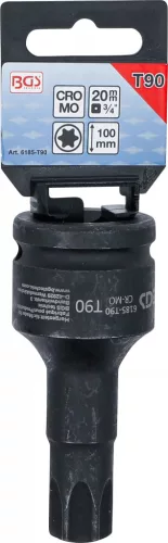 BGS technic Levegős dugókulcs | Hossz 100 mm | 20 mm (3/4") | T-profil (Torx) T90 (6185-T90)