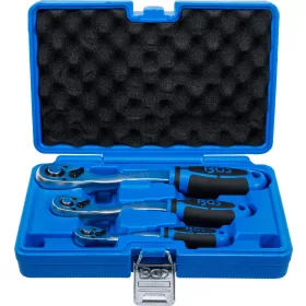   BGS technic Racsnis hajtókar készlet finomfogazású 72 fogas, 1/4”, 3/8” és 1/2”, CrV acél, 3 részes (BGS 621)