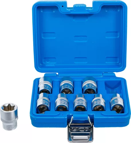 BGS technic E-Torx dugókulcs készlet 1/2”, E10–E24, 9 részes (BGS 6425)