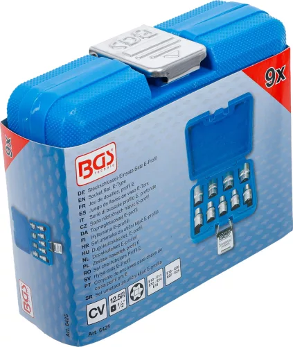 BGS technic E-Torx dugókulcs készlet 1/2”, E10–E24, 9 részes (BGS 6425)