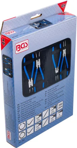 BGS technic Seeger-gyűrő fogó készlet | 250 mm | 4 darabos (BGS 652)