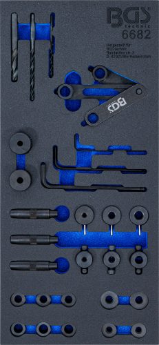 BGS technic 1/3 Szerszámtálca szerszámkocsihoz: 28 darabos hengerfej fúrószár és fúrósablon készlettel (BGS 6682)