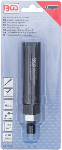 BGS technic Körmös dugókulcs injektor fúvókához, 4 fogas, Mercedes-Benz és MAN tehergépkocsikhoz (BGS 67230)