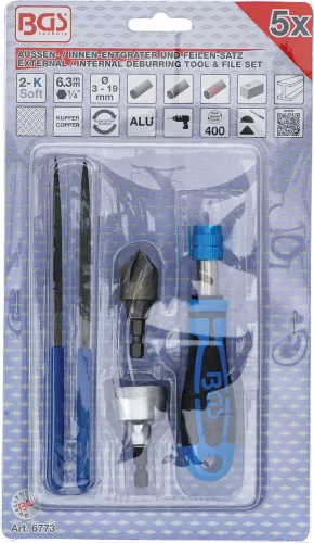 BGS Technic Külső/belső sorjátlanító és reszelőkészlet | 5 darabos (BGS 6773)