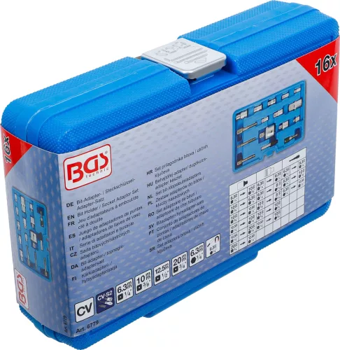 BGS technic Behajtófej-adapter/ dugókulcs-adapter készlet | 16 darabos (BGS 6779)