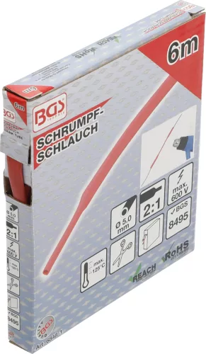 BGS technic Zsugortömlő-doboz | piros | Ø 5 mm | 6 m (BGS 6848-1)
