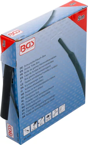 BGS technic Zsugortömlő, dobozban | fekete | Ø 8 mm | 5 m (BGS 6852)
