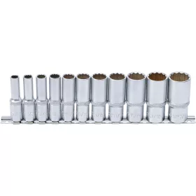   BGS Technic Dugókulcs készlet, hosszított, 12 szögű, colos 5/16"–7/8", 3/8" meghajtás, 11 részes (BGS 6859)