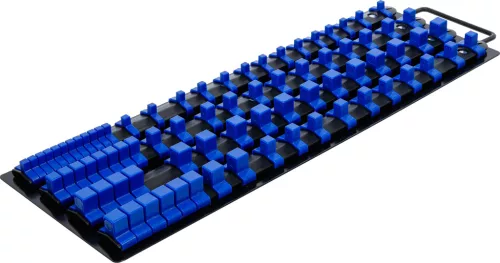 BGS technic Dugókulcstartó sín készlet dugókulcsbetétekhez | 80 kapoccsal | 6,3 mm (1/4"), 10 mm (3/8"), 12,5 mm (1/2") betétekhez (BGS 6871)