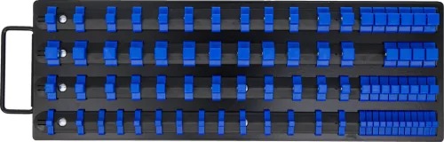 BGS technic Dugókulcstartó sín készlet dugókulcsbetétekhez | 80 kapoccsal | 6,3 mm (1/4"), 10 mm (3/8"), 12,5 mm (1/2") betétekhez (BGS 6871)