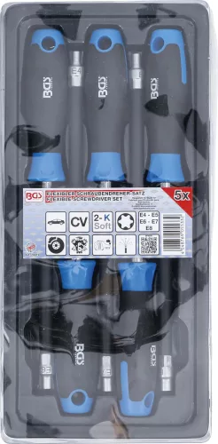BGS technic Flexibilis csavarhúzókészlet kerek fogantyúval | E-profil E4 - E8 | Pengehossz 150 mm | 5 darabos (BGS 70019)