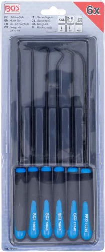 BGS technic Extra hosszú kampó- és szúrószerszám készlet kábelvezetéshez és kárpitozáshoz, 245 mm, 6 részes (BGS 70046)