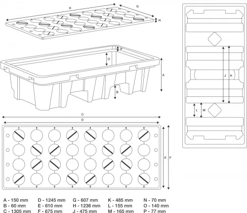 BGS technic Olajgyűjtő tálca | rácsrostéllyal | 2 x 200 l hordóhoz (BGS 70047)