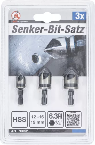 BGS DIY Süllyesztő bit készlet | HSS | 6,3 mm (1/4") | 12 - 16 - 19 mm | 3 darabos (BGS 70052)