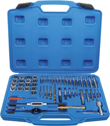 BGS technic Menetfúró és menetmetsző készlet "coll" méretekkel 1/4"-1/2"  56 darabos (BGS 70105)