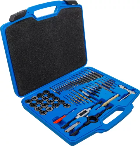 BGS technic Menetfúró és menetmetsző készlet "coll" méretekkel 1/4"-1/2"  56 darabos (BGS 70105)