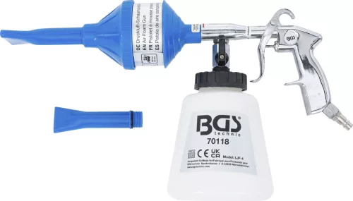 BGS technic Pneumatikus habosító pisztoly autómosáshoz és kárpittisztításhoz, 1 liter, 6 bar (70118)
