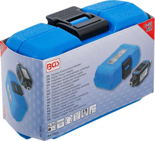 BGS technic Digitális nyomatékadapter 1/4”, 6–30 Nm, ±4% pontosság, csúcsérték-rögzítéssel (BGS 70212)