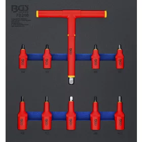   BGS technic Műhelykocsi-betét 2/3: VDE-behajtófej készlet | 10 mm (3/8") / 12,5 mm (1/2") | belső hatszögletű 4 - 10 mm | 10 darabos (70216)
