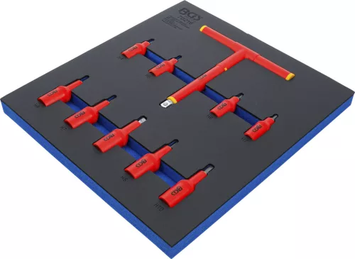 BGS technic Műhelykocsi-betét 2/3: VDE-behajtófej készlet | 10 mm (3/8") / 12,5 mm (1/2") | belső hatszögletű 4 - 10 mm | 10 darabos (70216)