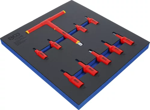 BGS technic Műhelykocsi-betét 2/3: VDE-behajtófej készlet | 10 mm (3/8") / 12,5 mm (1/2") | belső hatszögletű 4 - 10 mm | 10 darabos (70216)
