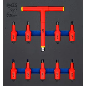   BGS technic Műhelykocsi-betét 2/3: VDE behajtófej készlet, 1/2", Torx T20-T55, 10 darabos (BGS 70217)