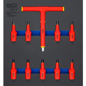   BGS technic Műhelykocsi-betét 2/3: VDE behajtófej készlet, 1/2", Torx T20-T55, 10 darabos (BGS 70217)