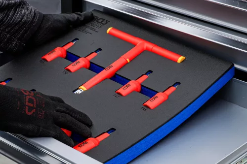 BGS technic Műhelykocsi-betét 2/3: VDE behajtófej készlet, 1/2", Torx T20-T55, 10 darabos (BGS 70217)