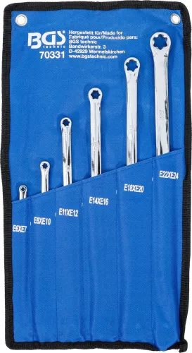 BGS E-Torx kettős csillagkulcs készlet extra hosszú, E6 × E7–E22 × E24, 6 részes (BGS 70331)