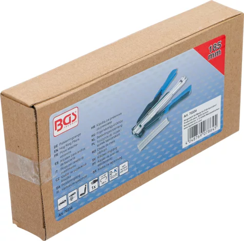 BGS technic C-gyűrű fogó kárpitozáshoz és dróthálóhoz, 185 mm, 100 db gyűrűvel (BGS 70334)